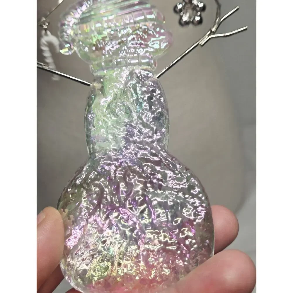 Vintage Dept 56 Snowman Ornament Christmas Decor Holiday Garland Iridescent